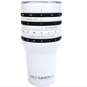 New! Tally Tumbler Golf Score-Stats Tracker Stainless Steel 30 oz White Tumbler